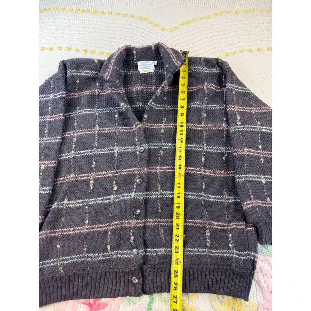 Vintage Pendleton Country Sophisticates Wool Blend Cardigan Sweater Gray XL USA - Picture 3 of 9
